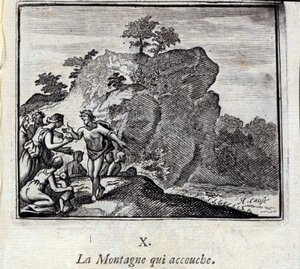 La montaña pariendo. Fábulas de Jean de La Fontaine (1621-95). Ilustración de François Chauveau (1613-1676). Edición de 1728. de Francois Chauveau