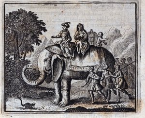 El ratón y el elefante. Fábulas de Jean de La Fontaine. Ilustración de François Chauveau. Edición de 1728. de Francois Chauveau