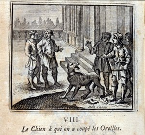 El perro al que le cortamos las orejas. Fábulas de Jean de La Fontaine. Ilustración de François Chauveau. Edición de 1728. de Francois Chauveau