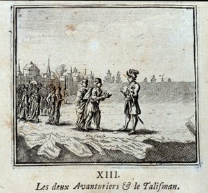 Los dos aventureros y el talismán. Fábulas de Jean de La Fontaine (1621-95). Ilustración de François Chauveau (1613-1676). Edición de 1728 de Francois Chauveau