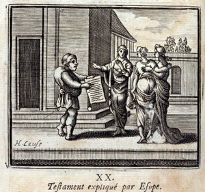 Voluntad explicada por Esopo. Fábulas de Jean de La Fontaine (1621-95). Ilustración de François Chauveau (1613-1676). Edición de 1728. de Francois Chauveau