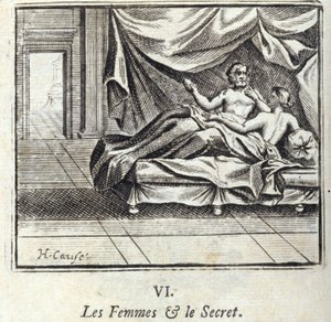 Las mujeres y el secreto. Fábulas de Jean de La Fontaine. Ilustración de François Chauveau. Edición de 1728. de Francois Chauveau