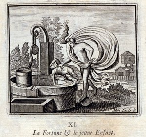 La fortuna y el niño. Fábulas de Jean de La Fontaine (1621-95). Ilustración de François Chauveau (1613-1676). Edición de 1728. de Francois Chauveau