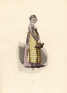 Mujer con vestido de pensamiento y delantal color paja de Francois Claudius (after) Compte Calix