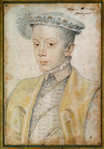 Retrato de Carlos II Duque de Lorena y Bar (1543-1608). Dibujo a sangre y piedra negra por François Clouet (1515-1572)