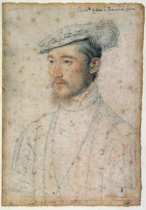 Retrato de Francisco de Lorena, Duque de Guisa (1520 - 1563). Dibujo a sangre y piedra negra por François Clouet (1515-1572)