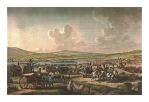 Napoleón visitando las obras de asedio en Danzig dirigidas por el Mariscal Lefebvre de Francois Dequevauviller