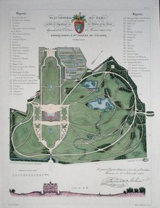 Plano general del jardín del Chateau de Maisons perteneciente a Thomas de Colmar, grabado por G. Lorsignol de Francois Duvillers