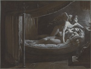 Cupido con Psique apagando la lámpara