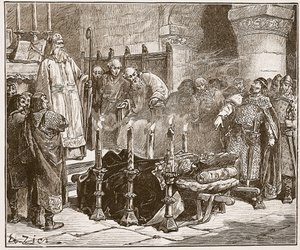 Fitz-Arthur prohibiendo el entierro de William, ilustración de 