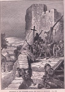 Procesión de los cruzados alrededor de las murallas de Jerusalén AD 1097 de Francois Edouard Zier