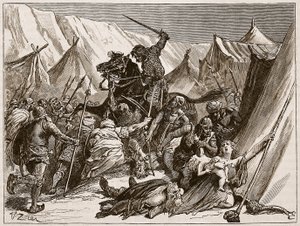 Roberto de Normandía reuniendo a los cruzados, ilustración de 