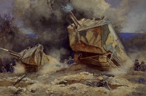 Ataque a la infantería y tanques en Saint Chamond, julio de 1918 de Francois Flameng