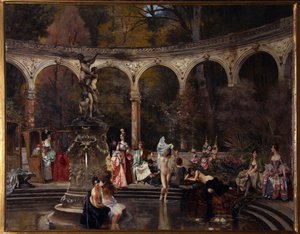 Baño de cortesanas en el siglo XVIII - Pintura de Francois Flameng (1856-1923), óleo sobre lienzo de Francois Flameng