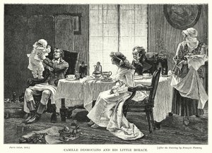 Camille Desmoulins y su pequeño Horace de Francois Flameng