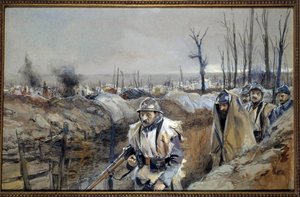 Primera Guerra Mundial: Vista de Souchez (en Artois), una trinchera el 18/12/1915 de Francois Flameng