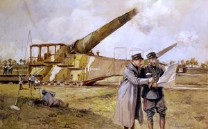 Artillería pesada en el ferrocarril, octubre de 1916 de Francois Flameng