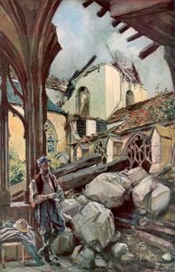 El Claustro y la Catedral de Verdún, Francia, junio de 1916, 1926 de Francois Flameng