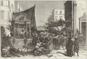 Una calle en Nápoles (grabado) de Francois Fortune Antoine (after) Ferogio
