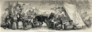 La venta de sandías, dibujo de Ferogio, para ilustrar Nápoles y los napolitanos, en 1861, por Marc Monnier (1829-1885). Grabado en "Le tour du monde" 1861. Colección de Selva. de Francois Fortune Antoine (after) Ferogio