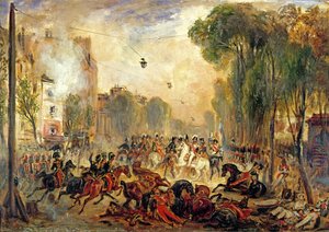 Intento de asesinato del rey Luis Felipe (1773-1850) por Giuseppe Fieschi (1790-1836) Boulevard du Temple, 28 de julio de 1835 (óleo sobre lienzo) de Francois Gabriel Guillaume Lepaulle