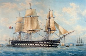 El buque Montebello, por François Roux, acuarela, Francia de Francois Geoffroy Roux