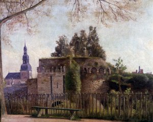 Los "grandes fosos" de la puerta de San Malo en Dinan - por F. Gombeaux, finales del siglo XIX de Francois Gombeaux