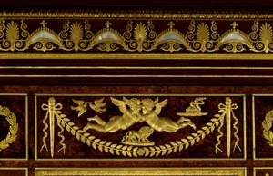 Mobiliario: detalles del invernadero de joyas del armario de la emperatriz Josefina de Beauharnais (Marie-Joseph-Rose de Tascher de la Pagerie) (1763-1814) hecho de madera, bronce dorado por François Jacob-Desmalter (1770-1841)