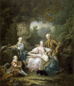 Louis II du Bouchet de Sourches con su familia de Francois Hubert Drouais