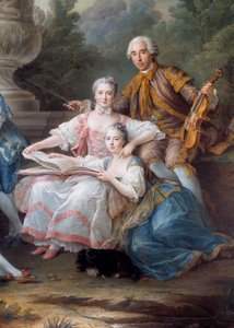 La familia de Louis François du Bouchet, Marqués de Sourches y Gran Preboste de Francia (detalle) de Francois Hubert Drouais