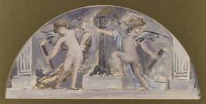 Boceto para el comedor del Hôtel de Ville de París, Dos amantes encendiendo una antorcha de Francois Lafon