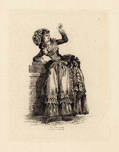 Mujer de moda con sombrero a la Nicolet, era de María Antonieta