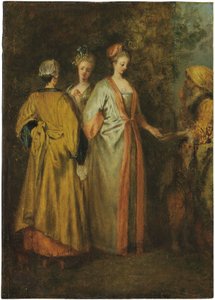 El adivino (óleo sobre tabla) de Francois Louis Joseph (attr. to) Watteau