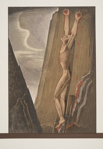 Prometeo clavado a la roca de Prometeo Encadenado de Esquilo, pub. 1941 de Francois Louis Schmied