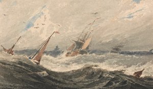 Barcos en un mar tormentoso de Francois Louis Thomas Francia