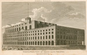 Vista noroeste del Teatro Drury Lane, Londres de Francois Louis Thomas Francia