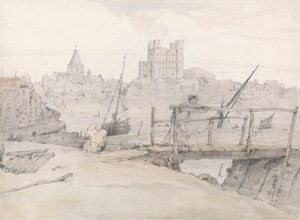 Vista sureste del castillo de Rochester y la catedral de Francois Louis Thomas Francia