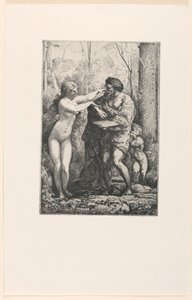 Artista y una ninfa, de Doce grabados de Chifflart de Francois Nicolas Chifflart