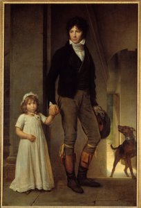 Retrato de pie del pintor Jean Baptiste Isabey y su hija