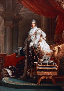 Retrato de Carlos X con vestiduras sagradas de Borbón, Conde de Artois (Versalles) de Baron François Pascal Simon Gérard