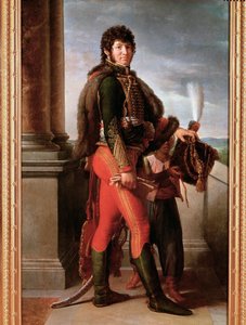 Retrato de Joachim Murat en uniforme de húsar (detalle) de Baron François Pascal Simon Gérard