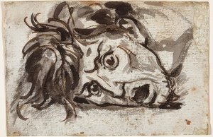 Cabeza de un hombre con la boca abierta y los ojos muy abiertos de Francois Pascal Simon Gerard