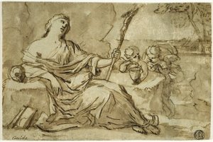 Magdalena en el desierto con dos Putti