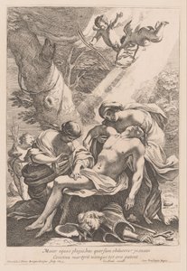 Martelaarschap van de heilige Sebastiaan El caballero mayor tiene que cubrir con los golpes (...) (título sobre objeto) de Francois Perrier