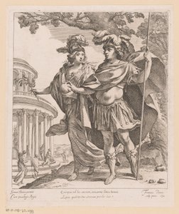 Minerva muestra a Luis XIII el Templo de la Gloria Quisquis ad hoc sacium (...) (título sobre objeto) de Francois Perrier