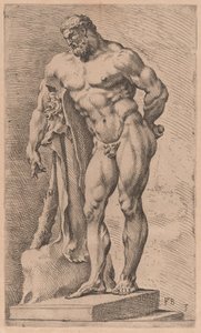 El Hércules Farnesio, vista de tres cuartos girada a la izquierda [placa 3]