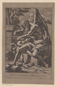 Tijd knipt de vleugels van Amor El amor lo conquista todo, el amor pronto conquista el tiempo (título sobre el objeto) de Francois Perrier