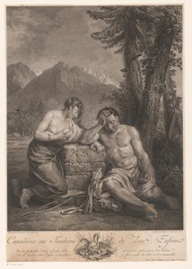 Pareja canadiense en la tumba de su hijo Canadiens au Tombeau de Leur Enfant (título sobre el objeto) de Francois Robert Ingouf