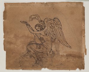 Figura alegórica con laúd, c.1825 (tinta y tiza sobre papel) de Francois Rude