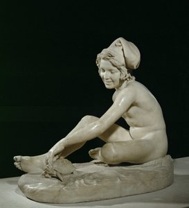 Niño pescador napolitano jugando con una tortuga (escultura)